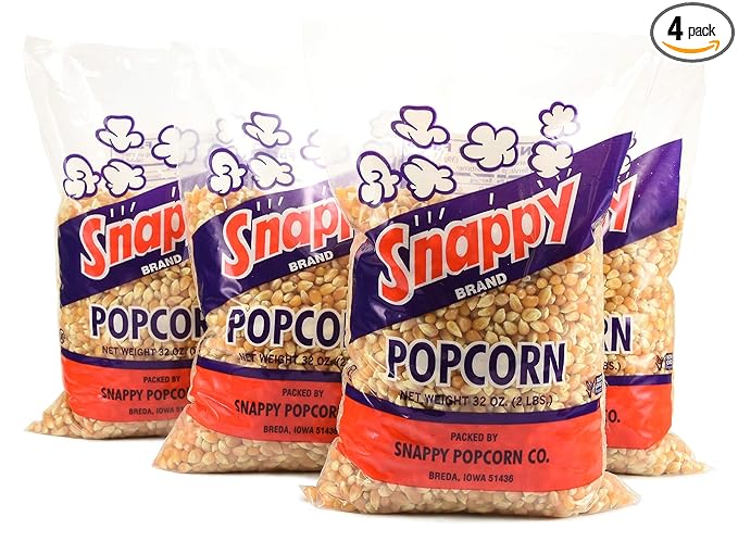 Snappy Yellow Popcorn Kernels for Popping with Pop corn Machine, Air Popper or Stove Top, 2lb Bags, 4 Pack