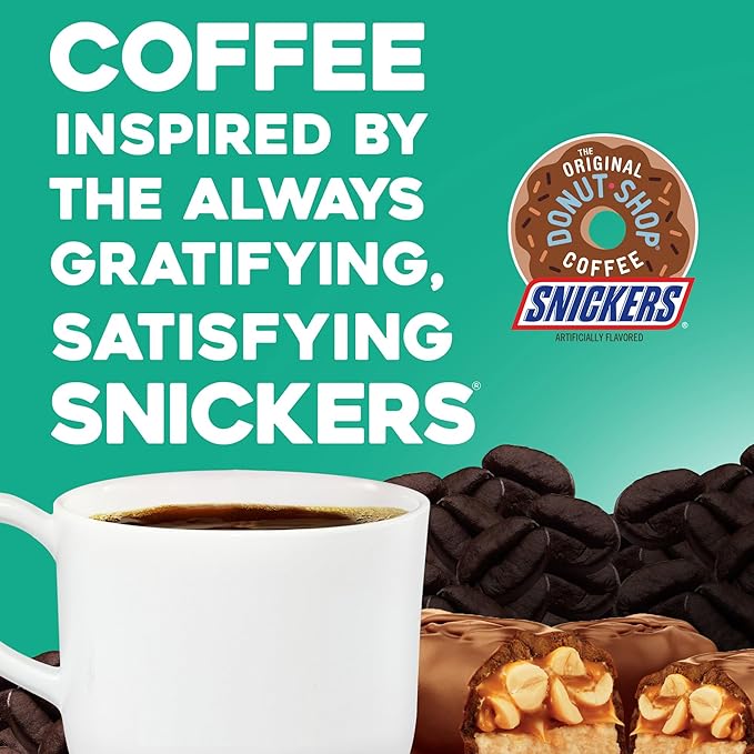 The Original Donut Shop Snickers Coffee, Keurig Single Serve K-Cup Pods, Flavored Coffee, 60 Count, (6 Packs of 10)