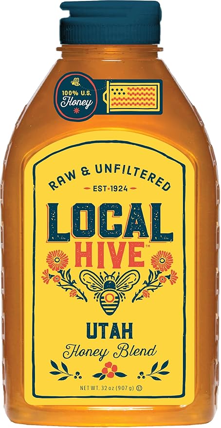 Local Hive Utah Raw Unfiltered Honey – 32oz, 100% Pure US Honey, Sourced from American Bees and Beekeepers - Natural Sweetener, Ideal for Tea, Baking, and Cooking