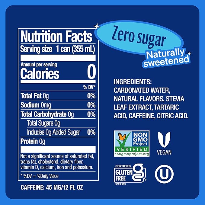 Zevia Zero Sugar Soda, Cola, 16 oz Cans (12-Pack) ??Naturally Sweetened, Non-GMO Project Verified, Gluten-Free, Vegan
