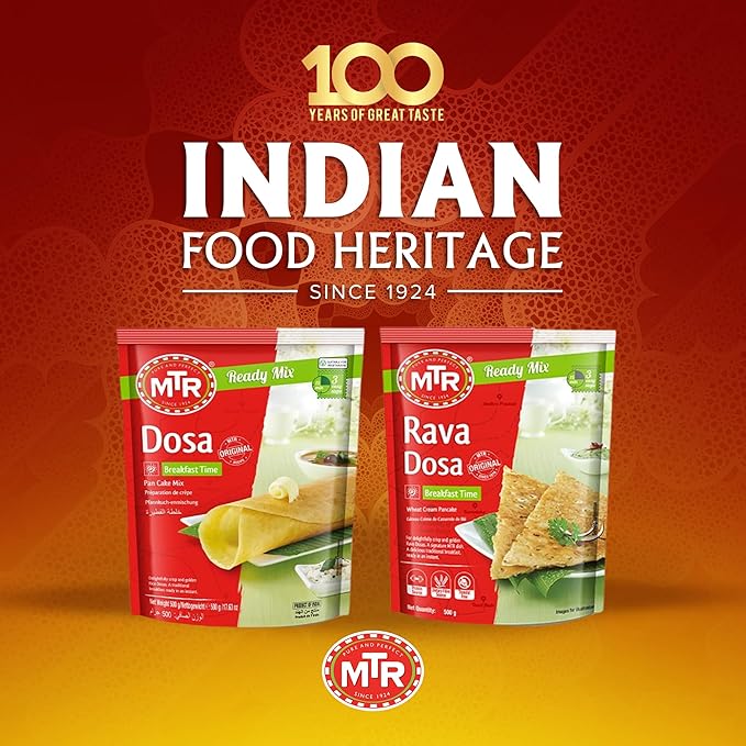 MTR Instant Rava Dosa Mix - Ready to Cook Authentic Indian Breakfast, Lunch, Dinner or Snack Meal - No Added Preservatives - A Quick & Easy Recipe Suitable for Vegetarians - (500g, Pack of 3)