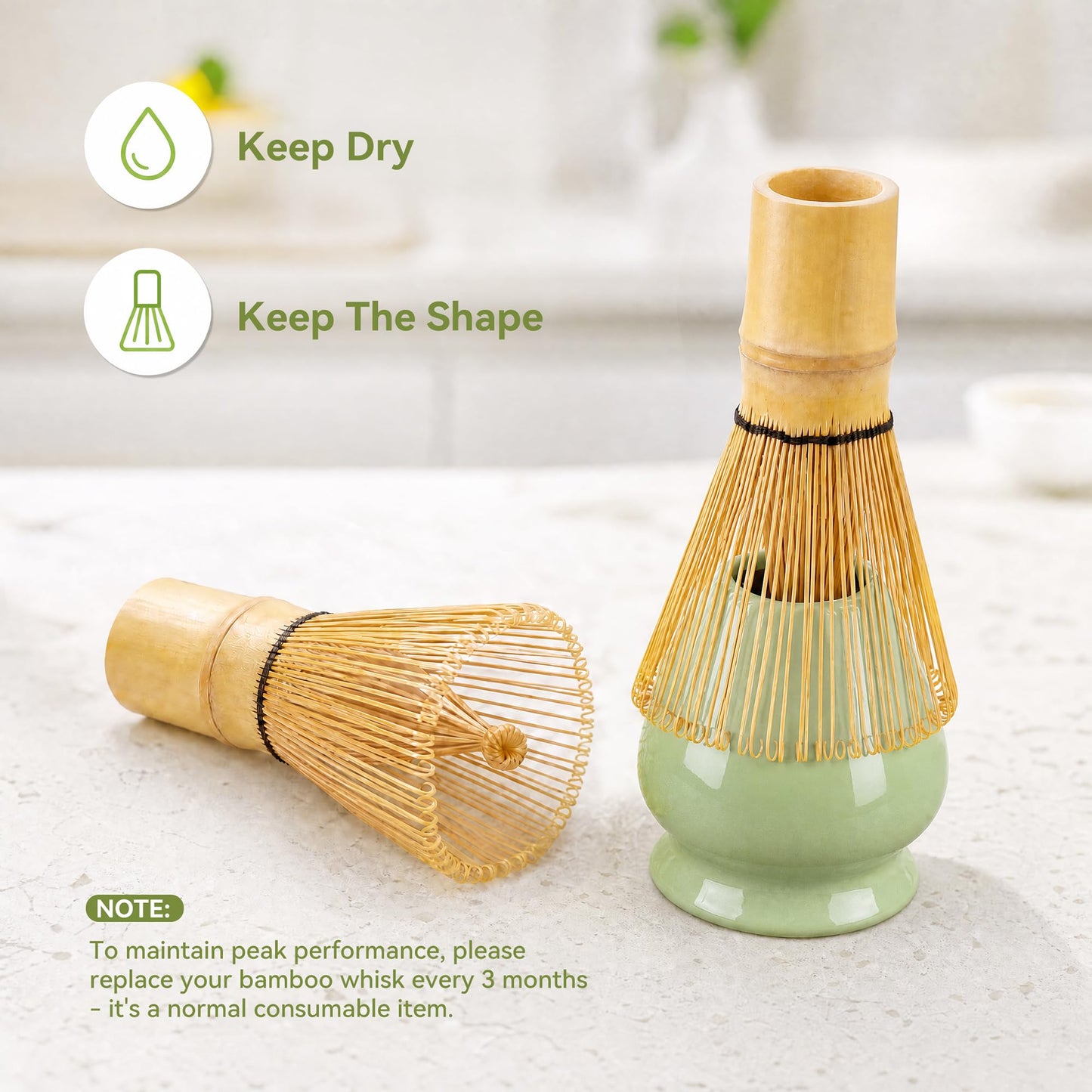Matcha Whisk Set with Ceramic Bowl - Complete Matcha Making Kit, Bamboo Whisk (Chasen), Whisk