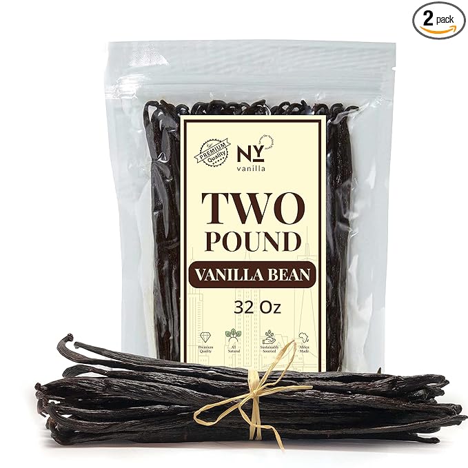 Bulk Vanilla Beans Grade A+, 2 Lb. Whole Vanilla Beans for Making VanillaExtract, Icecream, Baking and Desserts, Non GMO. by Akshit