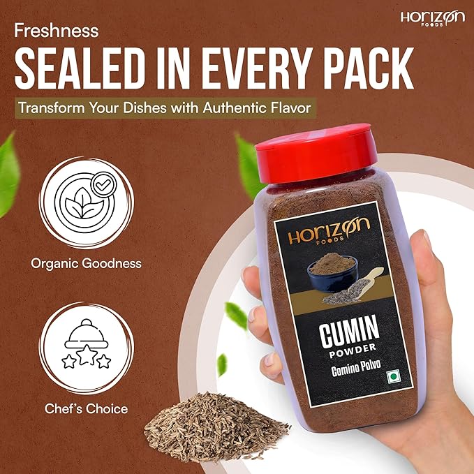 Horizon Foods Premium Red Chili Powder - 200g Indian Spice Blend for Tikka Masala Sauce, Mexican Oregano & Mixed Vegetables. Perfect Seasoning with Guajillo Chiles & Ancho Chili Flakes in Your Indian Spice Box (100g, Ground Cumin Powder)