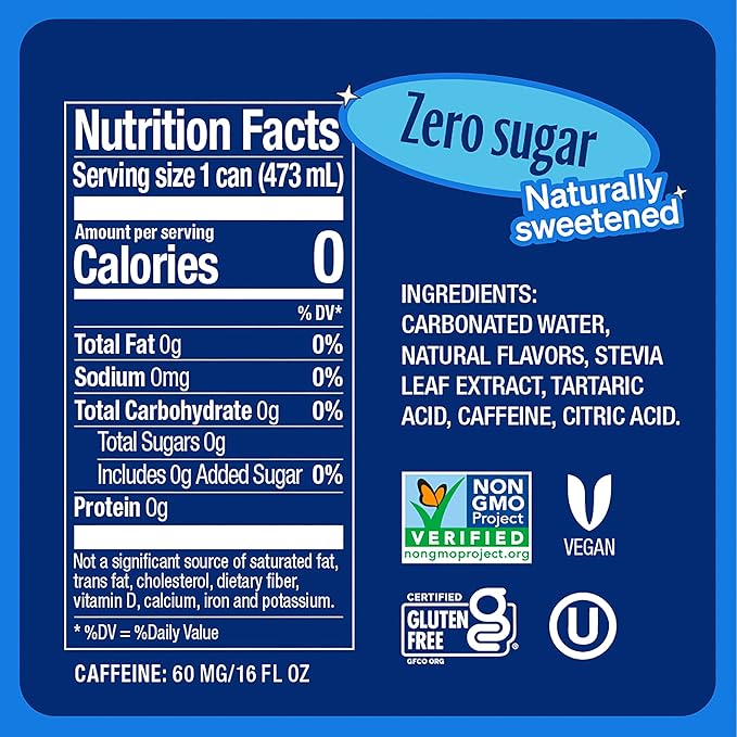 Zevia Zero Sugar Soda, Vanilla Cola, 16 oz Cans (12-Pack) ??Naturally Sweetened, Non-GMO Project Verified, Gluten-Free, Vegan