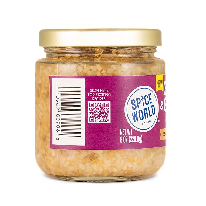 Spice World Garlic Ginger Fusion Seasoning Blend ??Ready-to-Use Seasonings for Cooking - 8oz Garlic Ginger Blend Adds Savory Flavor to Stir-Fries, Chili, Stews, Asian Dishes, and More