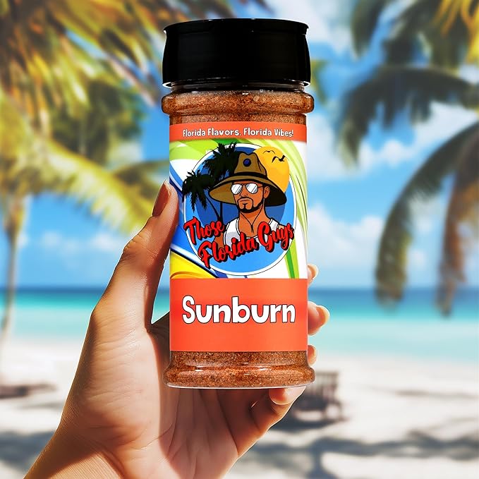 Sunburn Seasoning and Rub, 150g - Unique Blend of Fruity Habanero & Tropical Tang for Bold and Pleasant Heat - Perfect Spices for Pork, Chicken, Fish, Shrimp, French Fries & More