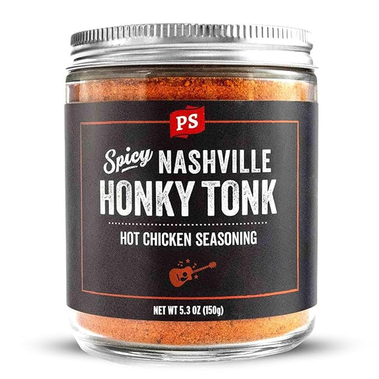 PS Seasoning Honky Tonk Nashville Hot Chicken Seasoning - Spicy Chicken BBQ Seasoning and Rubs for Smoking, Grilling, Frying, Roasting - Nashville Style Dry BBQ Rub for Poultry, Wings, Ribs, Dips