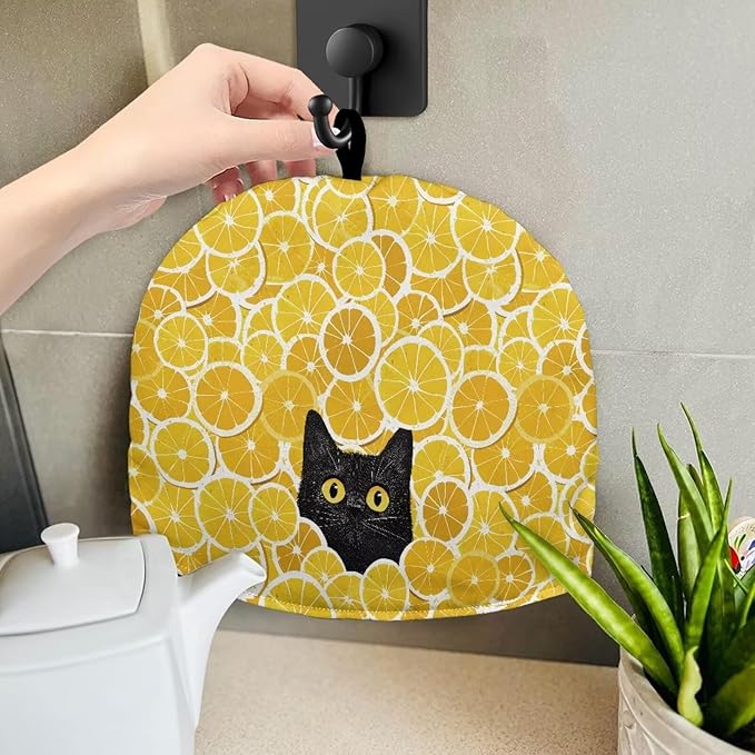 Tea Pot Cover Yellow Lemon Print Teapots Cosy Insulated Tea Cozies Home Kitchen Decoration Teapot Dust Cover Warming Tea Kettle Quilt Creative Gifts for Party