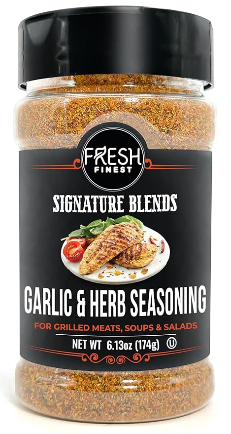 Fresh Finest Garlic and Herb Seasoning - 6.13oz (174g) - Flavorful, Authentic, Kosher, All-Natural, Non-GMO