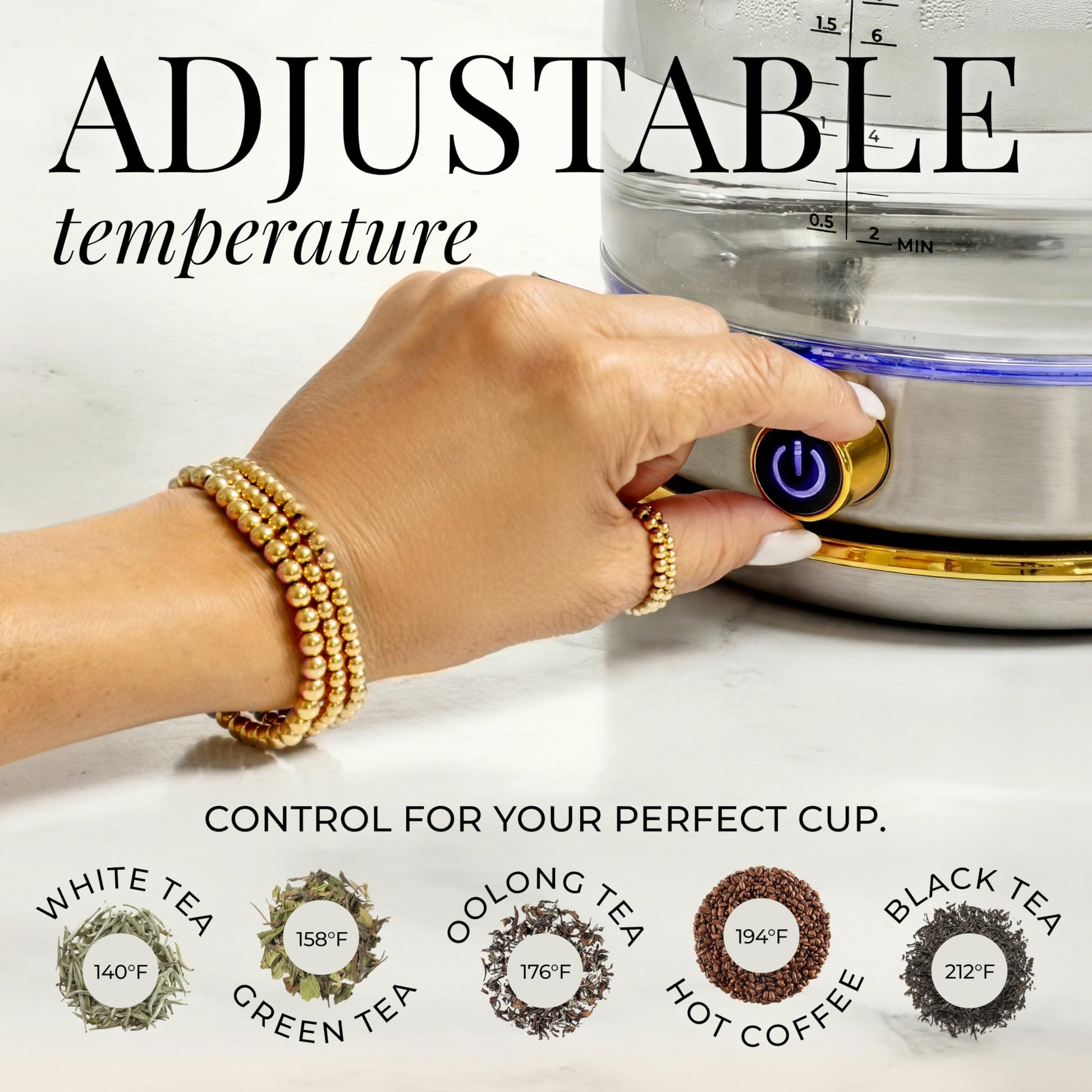 Styled Settings Stainless Steel Electric Kettle with Temperature Control