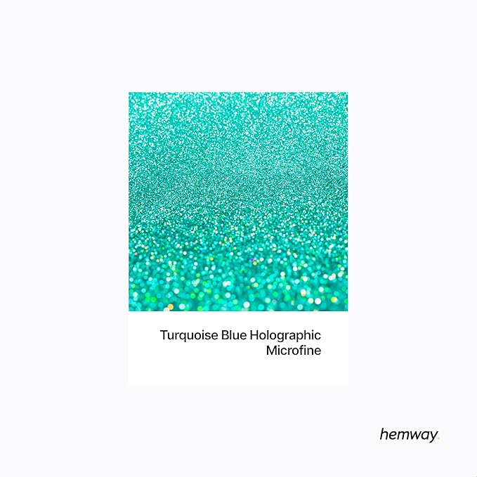 Hemway Premium Glitter Shaker - Turquoise Blue Holographic | Microfine Metallic Flake Sequins for Resin & Epoxy Crafts | Craft Supplies for Tumblers, Festival, Face, Body, Eye & Nail Art | 125 g
