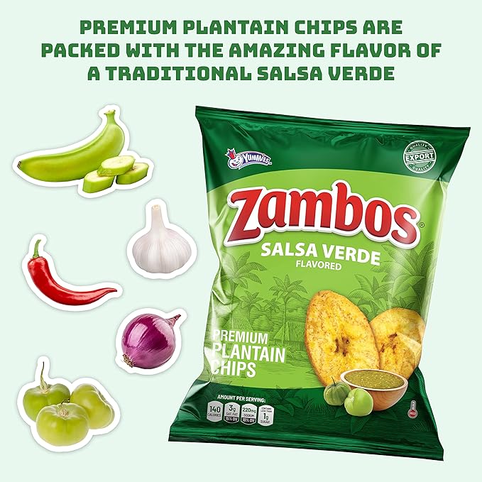 Zambos Plantain Chips Salsa Verde (Pack of 4)