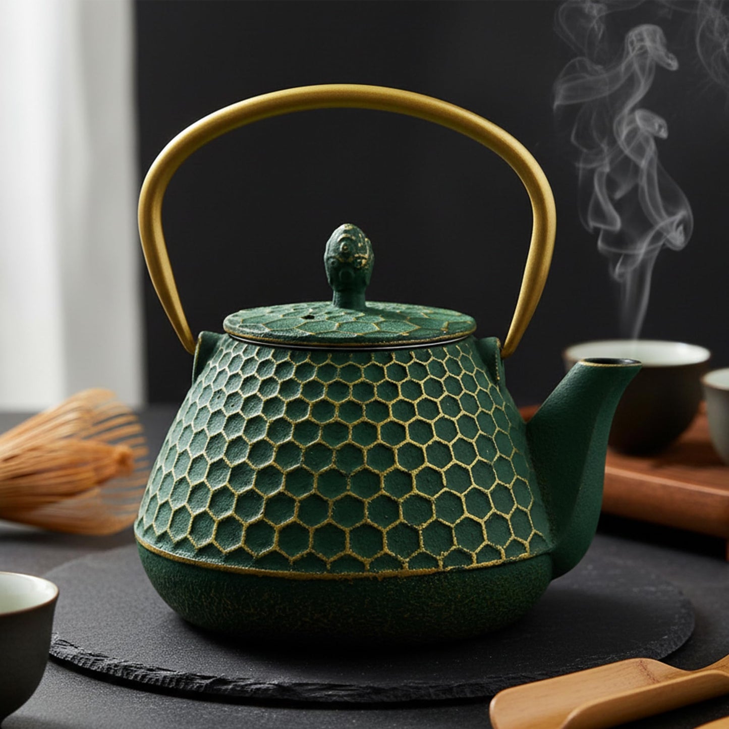 Cast Iron Tea Kettle, Japanese Tetsubin Teapot Coated with Enameled Interior, Durable Cast Iron
