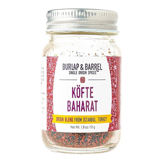 Burlap & Barrel Köfte Baharat - Savory and Bright Grilling Blend - Kebab Spice, Turkish Kebab - As Seen on Shark Tank - 1.8 oz Glass Jar