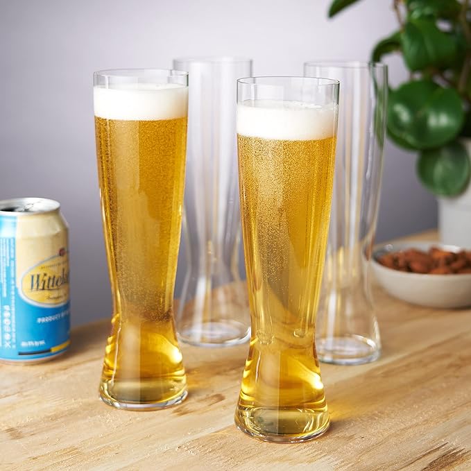 Spiegelau Beer Classics Tall Pilsner Glasses, Set of 4, European-Made Lead-Free Crystal, Modern Beer Glasses, Dishwasher Safe, Professional Quality Pilsner Glass Gift Set, 15 oz