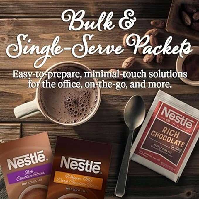 Nestle Hot Chocolate Packets, Hot Cocoa Mix, Rich Chocolate Flavor, Made with Real Cocoa, 0.71 oz, Bulk Pack (50 Count)