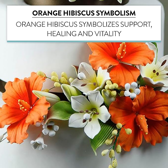Global Sugar Art Hibiscus Sugar Cake Flowers, Orange with Deep Orange, Hawaiian Cake Flower Large 3 Count by Chef Alan Tetreault.