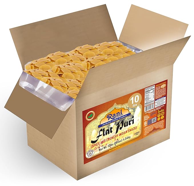 Rani Pani Puri Coins 160oz (10lbs) 4.54kg 1650-1660 Coins Bulk Box ~ Uncooked, Microwaveable wheat and Semolina Coins ~ All Natural | Vegan | NON-GMO | Kosher | Indian Origin