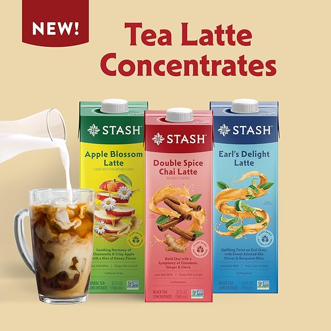 STASH Double Spice Chai Latte Concentrate - Barista Style Caffeinated Chai Tea Beverage - Crafted in Oregon - Plant Based and Dairy-Free, Serve Hot or Iced, 32 fl oz