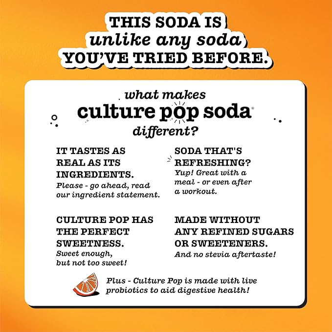 Culture Pop Soda, Most Loved Variety Pack, Probiotic Low Sugar Soda, Sparkling Juice Alternative, Non-GMO, Kosher, Gluten-Free, No Stevia (12pk)