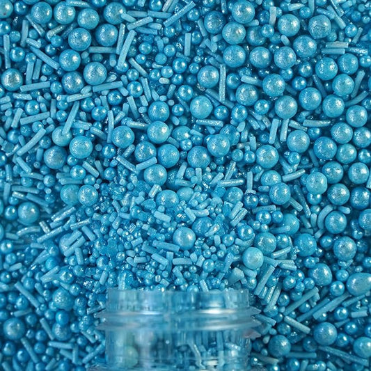 Confect Christmas Sprinkles | Bright Blue | Pearl | Vermcelli | Edible Sprinkle | Frozen Sprinkles for Baking & Cake Decorative | Birthday & Cookie Sprinkle | Vegan, Gluten-Free, Soy-Free, Dairy-Free, Palm Oil-Free- 4.2 Oz