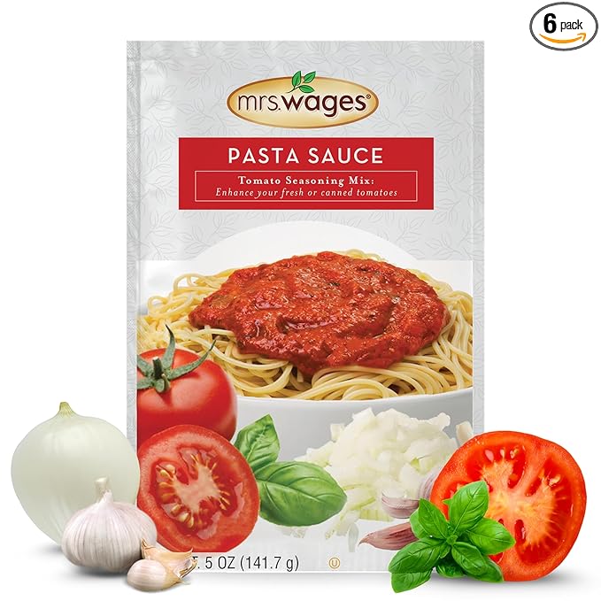 Mrs. Wages Pasta Sauce Canning Mix, Easy-To-Use, Simple Homemade Pasta Sauce, Great Flavor, Easy To Freeze or Serve Fresh, 5 oz Packet (Value Pack of 6)