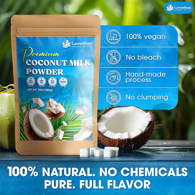 20oz (1.25 lbs) Organic Coconut Milk Powder, 100% Natural & Pure, Unsweetened, Perfect for Cake, Coffee, Tea, Creamer Alternative, No Additives, No Gluten, Vegan
