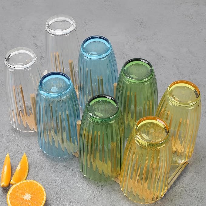 Acrylic Clear Highball Plastic Cups | Plastic Reusable Tumblers 20oz (Set of 8) | Stackable | BPA-free Tumblers | Shatterproof | Top-rack Dishwasher Safe