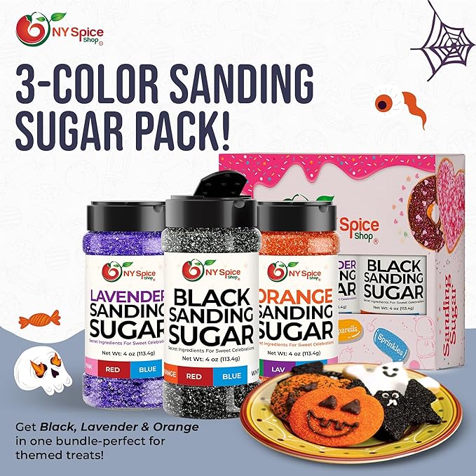 NY Spice Shop Black Sanding Sugar - 4 Ounce Sweet Colorful Edible Sprinkles For Candy Dish - Sugar Sprinkles For Cake Decorating Basket & Dishes