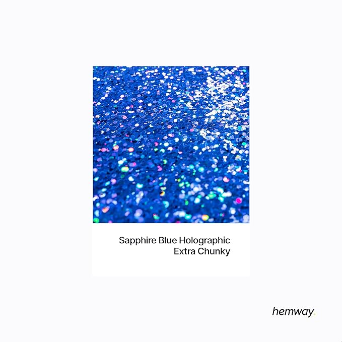 Hemway Premium Glitter Shaker - Sapphire Blue Holographic | 115g Extra Chunky Metallic Flake Sequins for Resin & Epoxy Crafts | Craft Supplies for Tumblers, Festival, Art