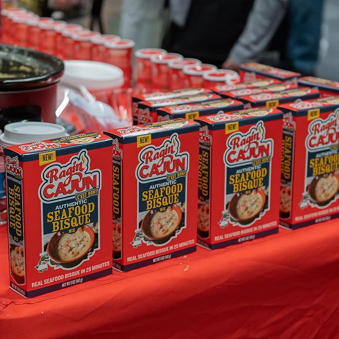 Ragin' Cajun Rich Seafood Bisque Mix - 5 oz Box, Pack of 6, No MSG, Authentic Louisiana Creole Shrimp Soup, Perfect for Quick Family Meals, Gourmet Crab Crawfish Stew, Easy Cajun Recipe with Premium Flavor