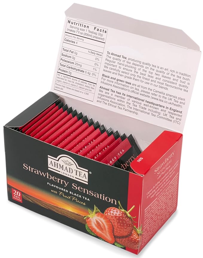 Ahmad Teas - Strawberry Black Tea 1.4oz - 20 Tea Bags