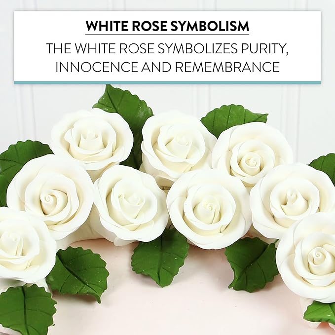 Global Sugar Art Premium Edible Roses, White, Unwired, Medium 1.5 inches, 12 Count by Chef Alan Tetreault