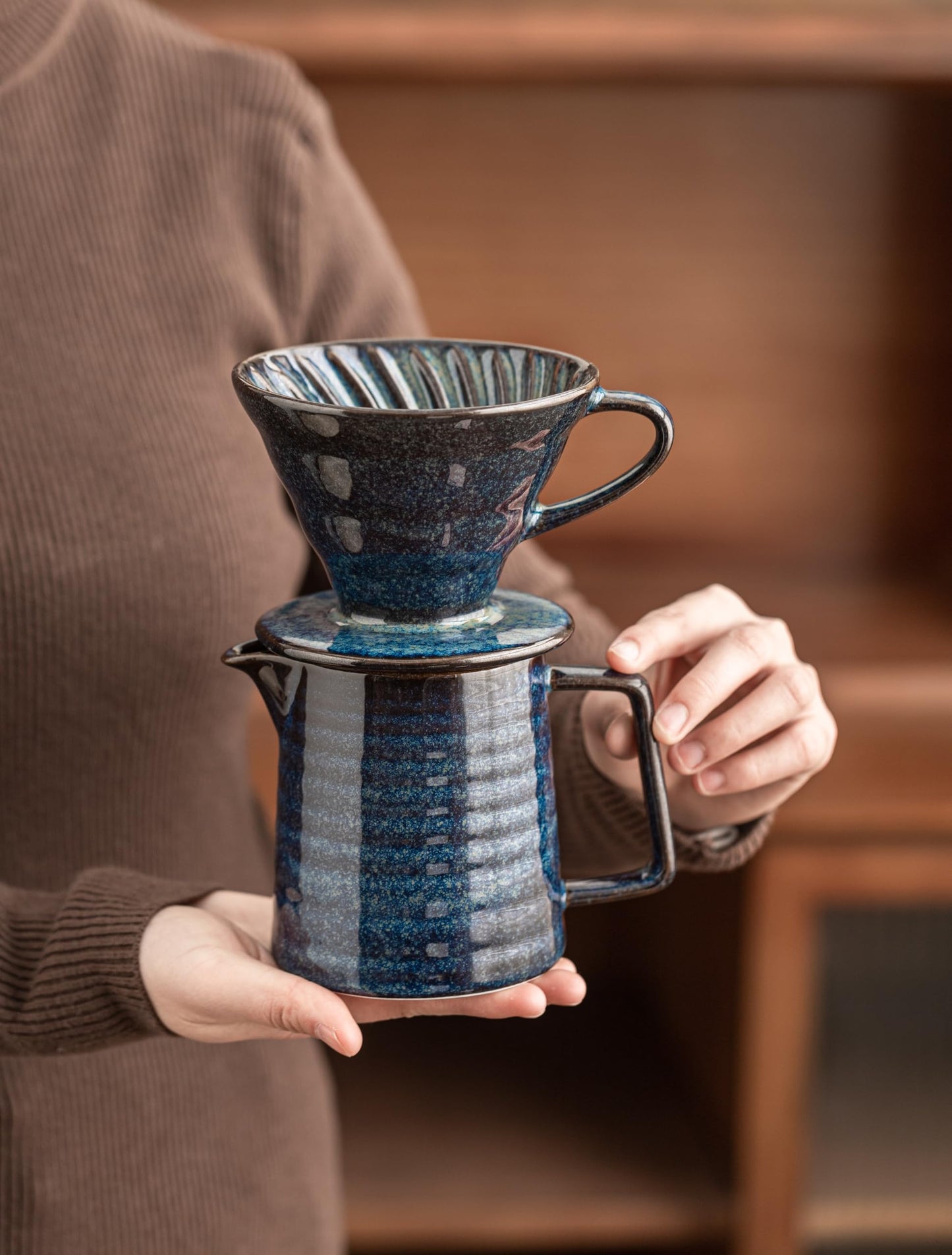 HYAXGM Pour Over Coffee Maker,Ceramic Coffee Maker With 40 pcs Paper Filter，15oz/450ml Pour Over