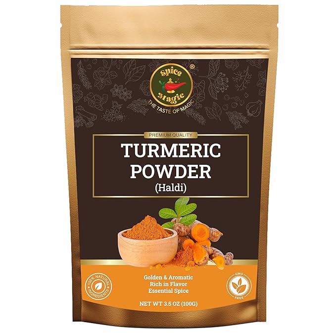 Spice Magic Turmeric Powder ??3.5 oz (100 g) | Pure, Natural Ground Haldi for Cooking, Golden Milk & Wellness Recipes.