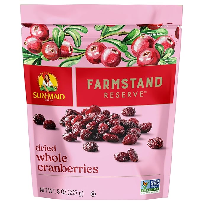 Sun-Maid Farmstand Reserve Whole Dried Cranberries - 8 oz Bag (Pack of 4) - Total of 32 Ounces