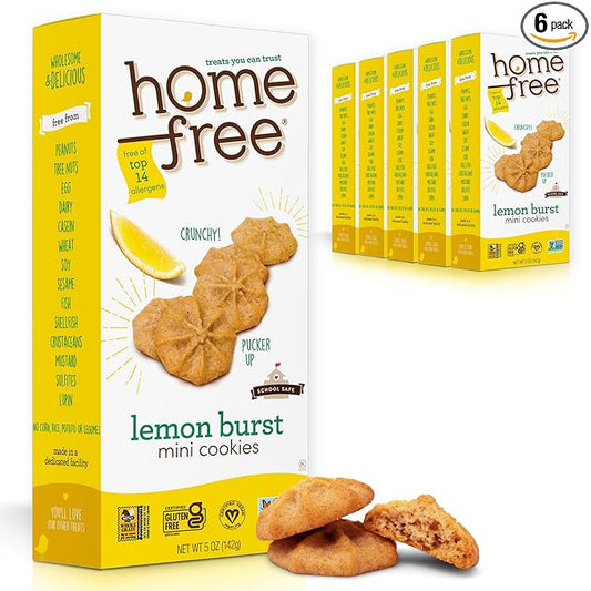 Homefree Treats You Can Trust Gluten Free Mini Cookies, Lemon Burst, 5 Ounce (pack of 6)