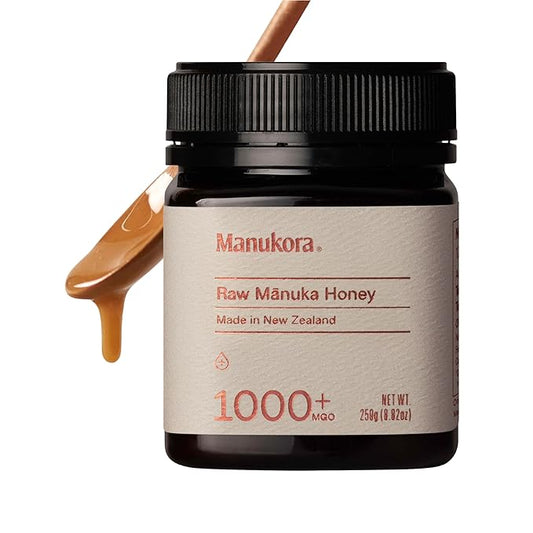 Manukora Raw Manuka Honey, MGO 1000+, New Zealand Honey, Non-GMO, Traceable from Hive to Hand, Daily Wellness Support - 250g (8.82 Oz)