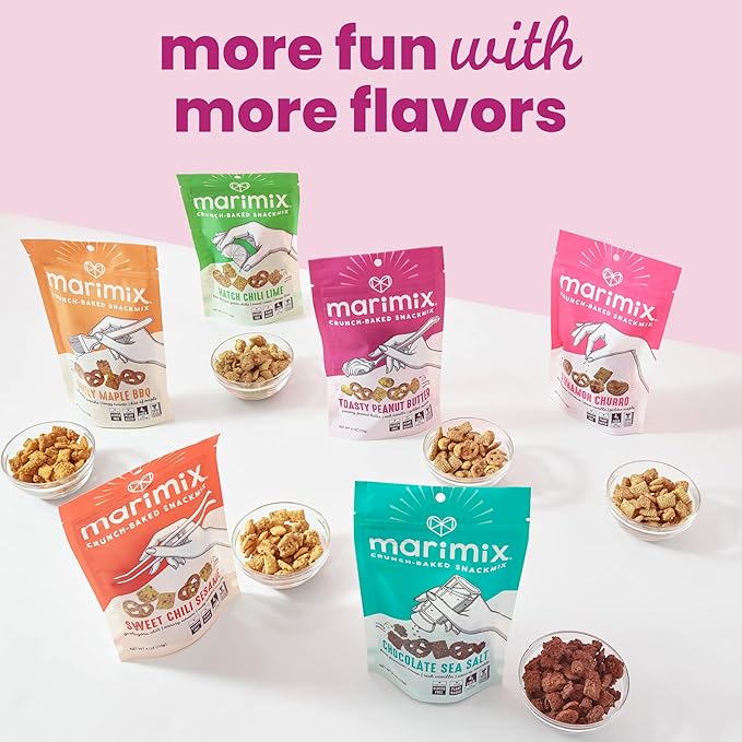 Marimix Snack Mix | Toasty Peanut Butter | Crunch Baked Sweet & Salty Savory Plant Based Naturally Gluten Free Whole Grain Fiber Charcuterie Pretzel Trail Party Mix | No Artificial Ingredients
