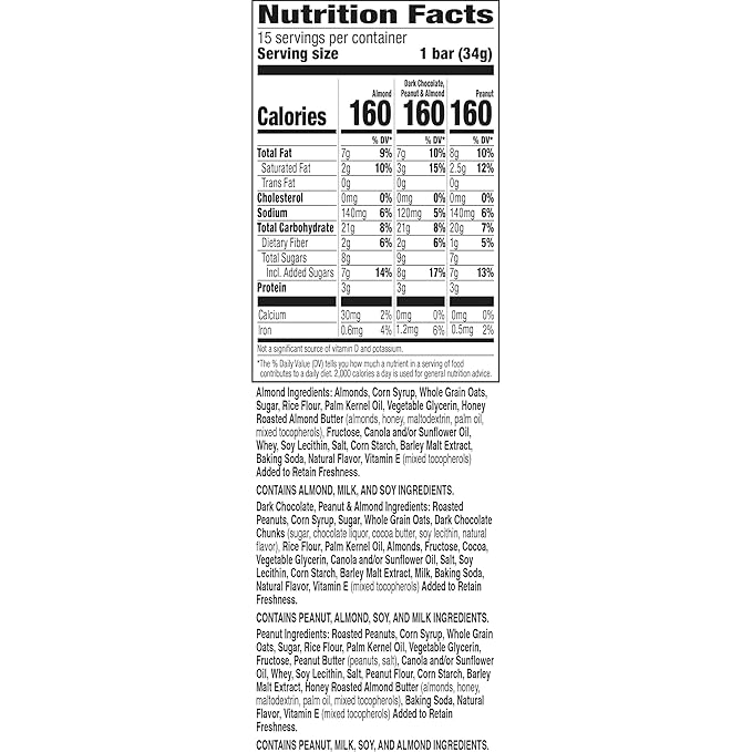 Nature Valley Sweet and Salty Nut Granola Bars, Variety Pack, 15 Bars, 18 oz