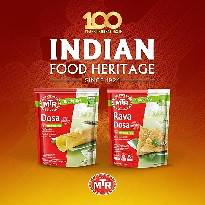 MTR Instant Dosa Mix - Ready to Cook Authentic Indian Breakfast, Lunch, Dinner or Snack Meal - No Added Preservatives - A Quick & Easy Recipe Suitable for Vegetarians - (500g, Pack of 3)