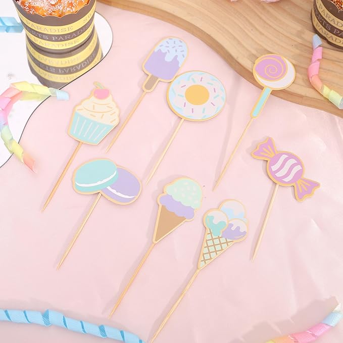 Sweet Dessert Cupcake Toppers - Sweet One Cake Toppers, Donut Ice Cream Candy Birthday Party Decorations, Sweet Dessert Cake Decorations, Sweet One Cake Smash Photo Props竊?Pcs竊?,<div>