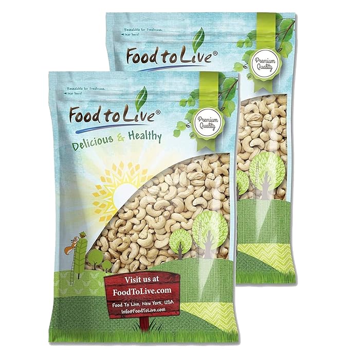 Food to Live Raw Cashews, 16 Pounds ??Non-GMO Verified, Deluxe Whole Nuts, Unsalted, Unroasted, Size W-320, Vegan, Kosher, Bulk