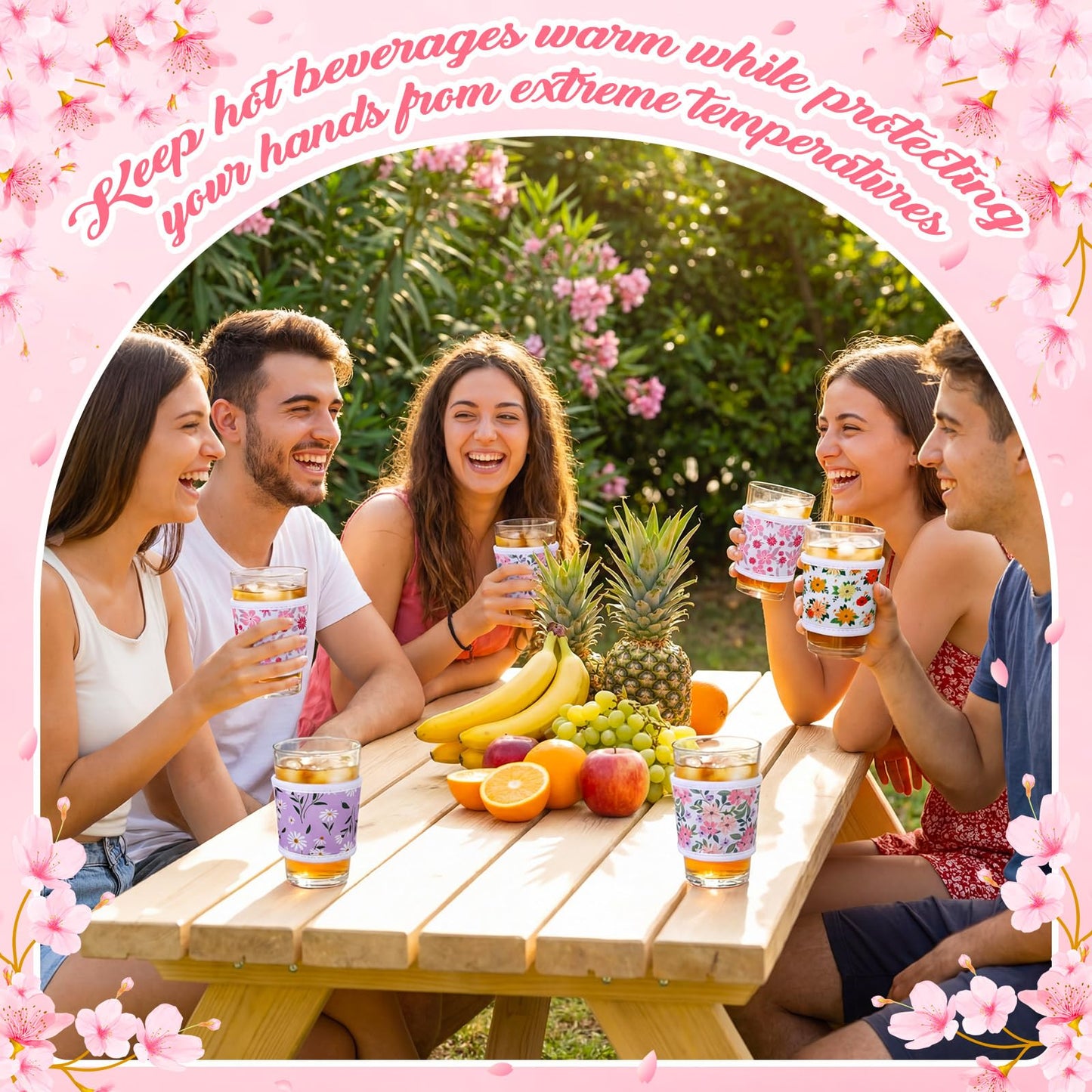 Potchen 16 Pack Reusable Iced Coffee Cup Sleeves Neoprene Insulated Drink Cup Insulator Sleeve for