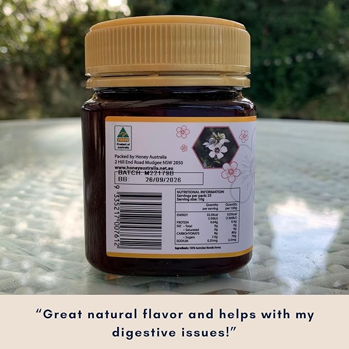 Honey Australia Manuka Honey MGO 514+ | 8.8 oz | Raw, Organic, Pure Certified Australian Honey for Immunity Support & Vitality | Natural Sweetener & Health Boost | Medical Grade, Nutrient-Rich Honey