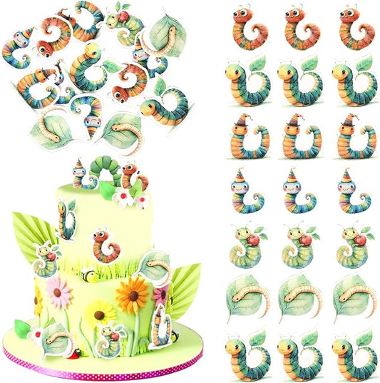Rsstarxi 60 Pack Edible Insects Cupcake Toppers Edible Bugs Cake Decorations Insects Cupcake Picks for Baby Shower Boys Girls Birthday Summer Spring Bugs Party Decorations Supplies