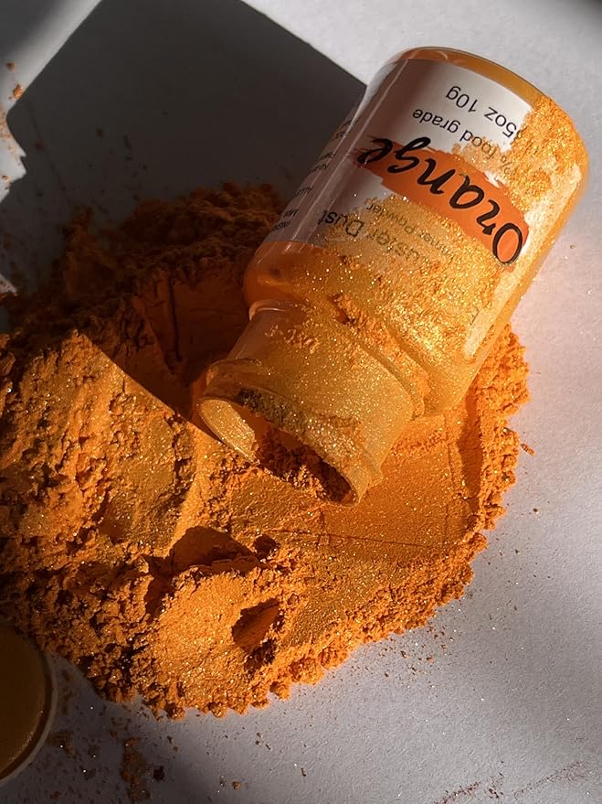 Orange Luster Dust Edible Glitter for Cakes Cocktails ??10g Colaele Edible Shimmering Dust for Chocolates, Metallic Food Coloring Powder for Cake Decorating Edible Glitter for Drinks, No Gluten,Vegan
