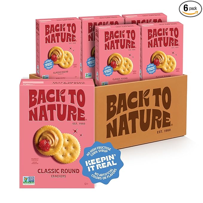 Back to Nature - Classic Round Crackers - Real Ingredients like Wheat Flour & Sea Salt for a Seriously Tasty Snack - Non-GMO - 6.5 Ounce (Pack of 6)