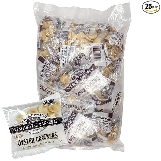 Westminster Oyster Crackers, 0.5 Oz. Each (Pack of 25), Crackers for Soups & Salads, The Hampton Popcorn & Candy Company